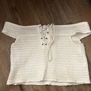 White Off The Shoulder Crop Top